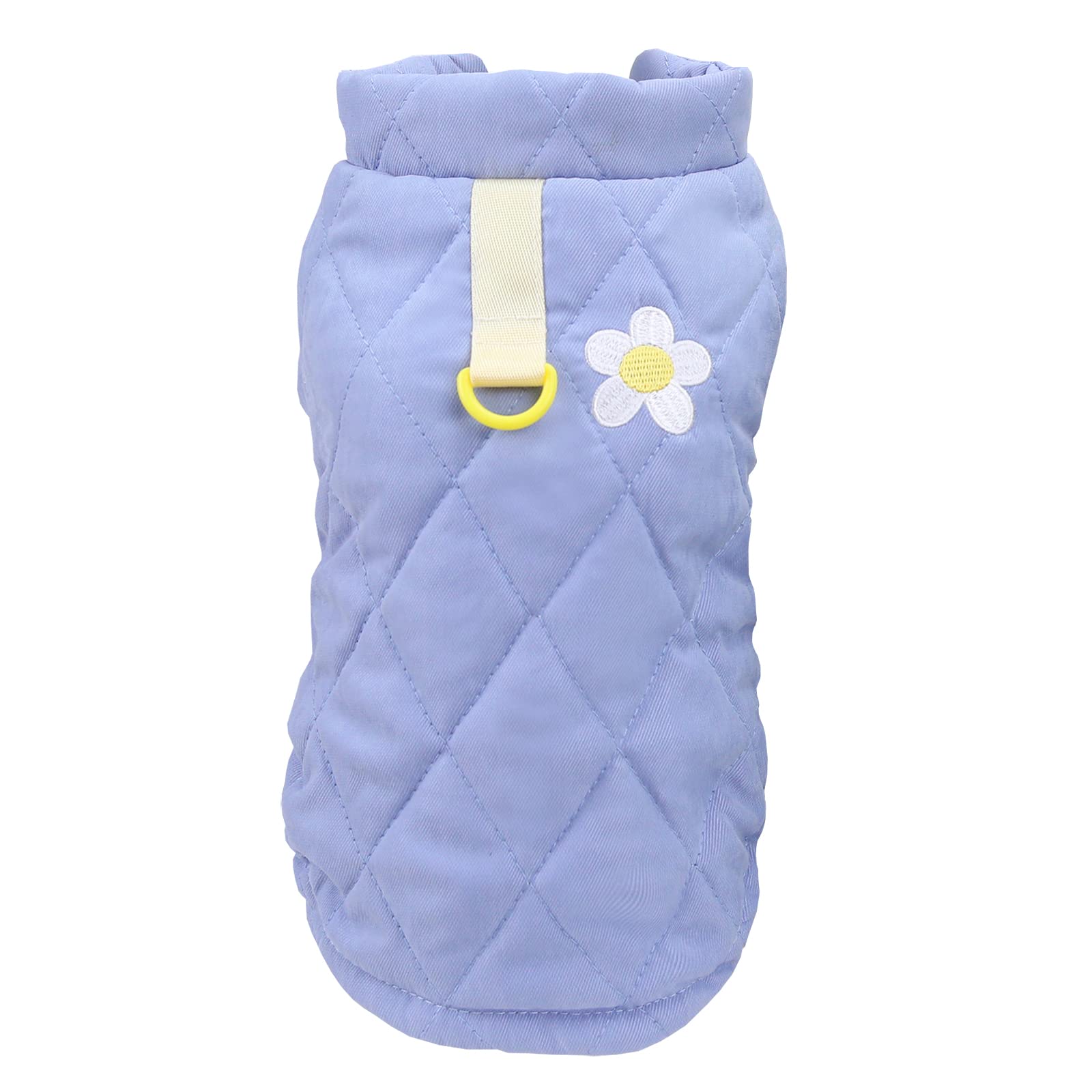 Izefia Dog Coat Cold Weather Coat Windproof Jacket Fleece Warm Dog Sweater Winter Thick Clothes Thick Vest Flower Tank Top Dog Coat for Small Dog Medium Cat Blue S