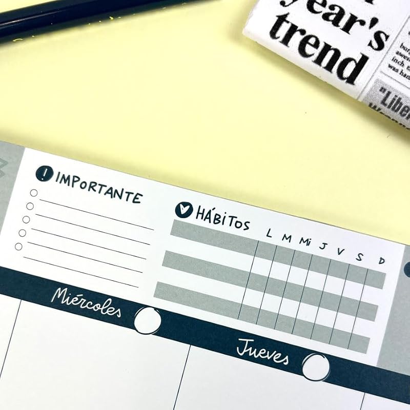Planificateur hebdomadaire Pedrita Parker A4 - Planificateur hebdomadaire en espagnol sans date pour améliorer votre productivité [52 feuilles de grammage élevé]