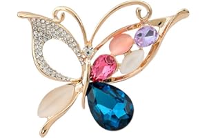 HSQYJ Dragonfly Cat'eye Stone Crystal Brooch Pins Elegant Rhinestone Animal Lapel Brooches Novelty Funny Pins Fashion Jewelry Suit Brooches Accessories for Women Girl