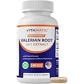 Vitamatic Valerian Root 20:1 Extract 250 mg, 240 Capsules | Herbal Supplement, 250 mg Valerian Root 20:1 Extract Per Capsule, Non GMO, Gluten Free, Made in USA