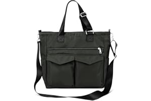 Iioscre Tote Bag for Women Men, Waterproof Work Nylon Tote Bag with Adjustable Strap,Crossbody Laptop Bag with Trolley Sleeve