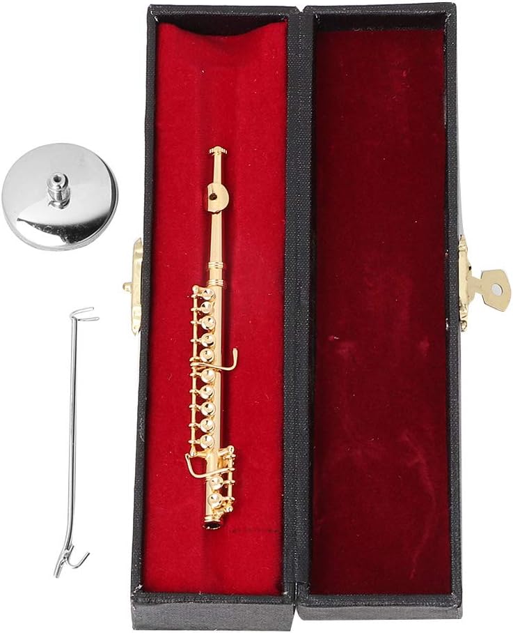 Hilitand Miniature Flute, Brass Flute Model Musical Instrument Model Exquisite Desktop Decoration Miniatures Collectibles