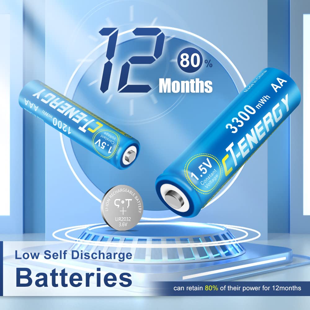 Rechargeable 2032 Battery Charger Set Include LIR2032 Lithiuim 1.5V AA AAA High Capacity Smart Universal Charging (Total 7 Pcs)…