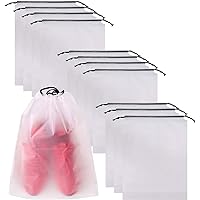 Set of 12 Portable Translucent Shoe Bags for Travel Large Clear Shoes Pouch Storage Organizer with Drawstring for Men…