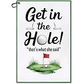 DYJYBMY Get in Printed Golf Towel with Clip, Funny Golf Accessories Towel for Men Women, Christmas Birthday Gifts for Golfer, Retirement Gifts for Golfing Lover Family Friend Coworker
