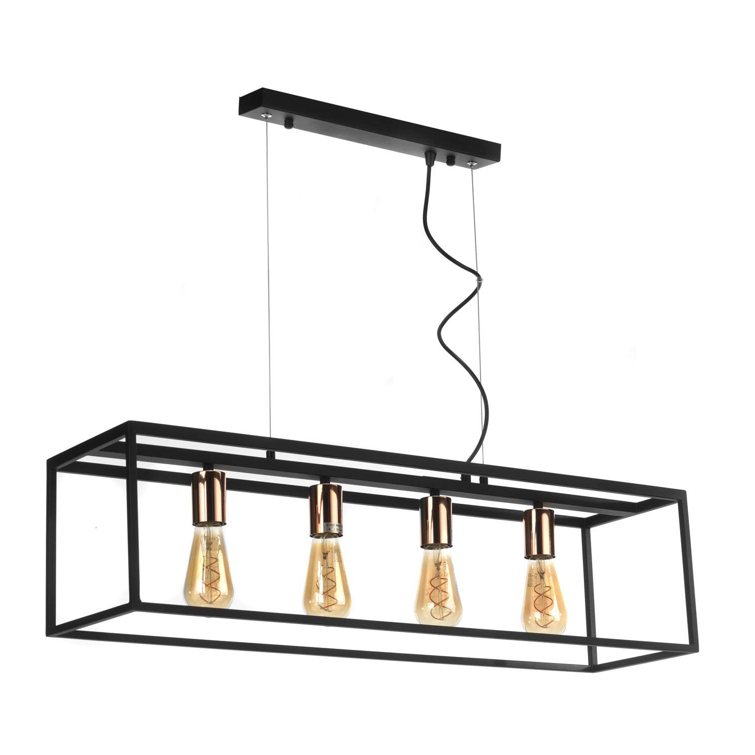 ONLI Suspension Lamp with 4 Lights, Black, Gold