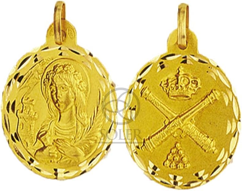 MEDALLA SANTA BARBARA DOBLE CARA 699 ORO 18 KLTS. Amazon.es Joyería