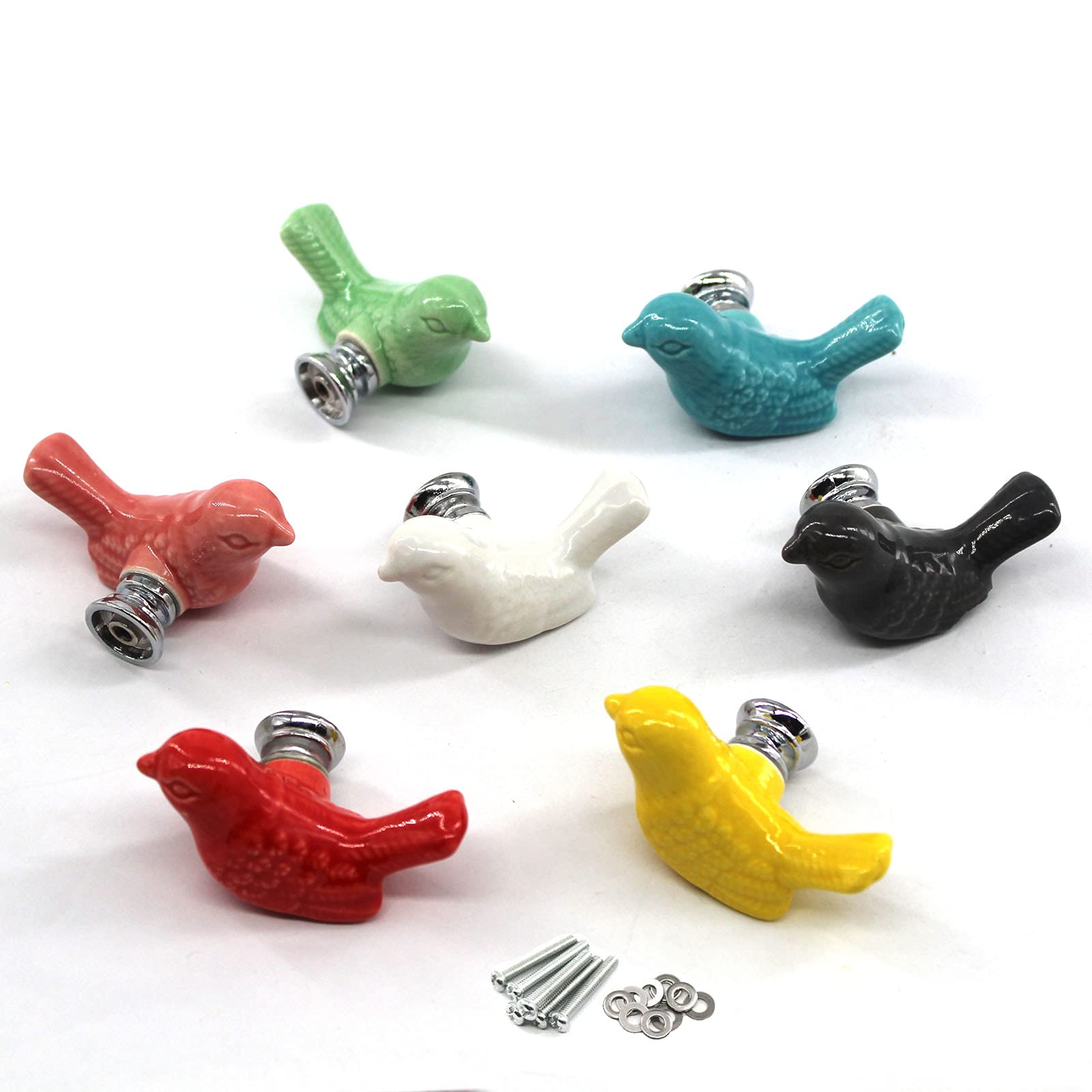 Zerniple Mix Color Ceramic Handle Pull Door knobs Cabinet Handles for Children's Room (7 Pieces)