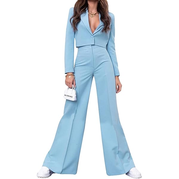 【NONCODE】Dane Crop Jacket + Slacks Pants Set XYGJZ Women's 2 Piece Casual Outfits Cropped Blazer Jackets