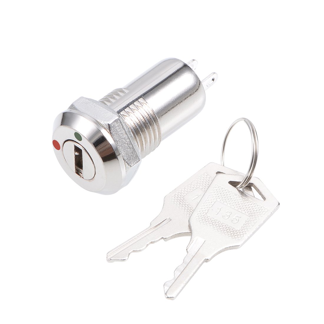 Sourcingmap 1Pcs 12mm 2 Positions on Off Electric Key Lock Push Button Switch
