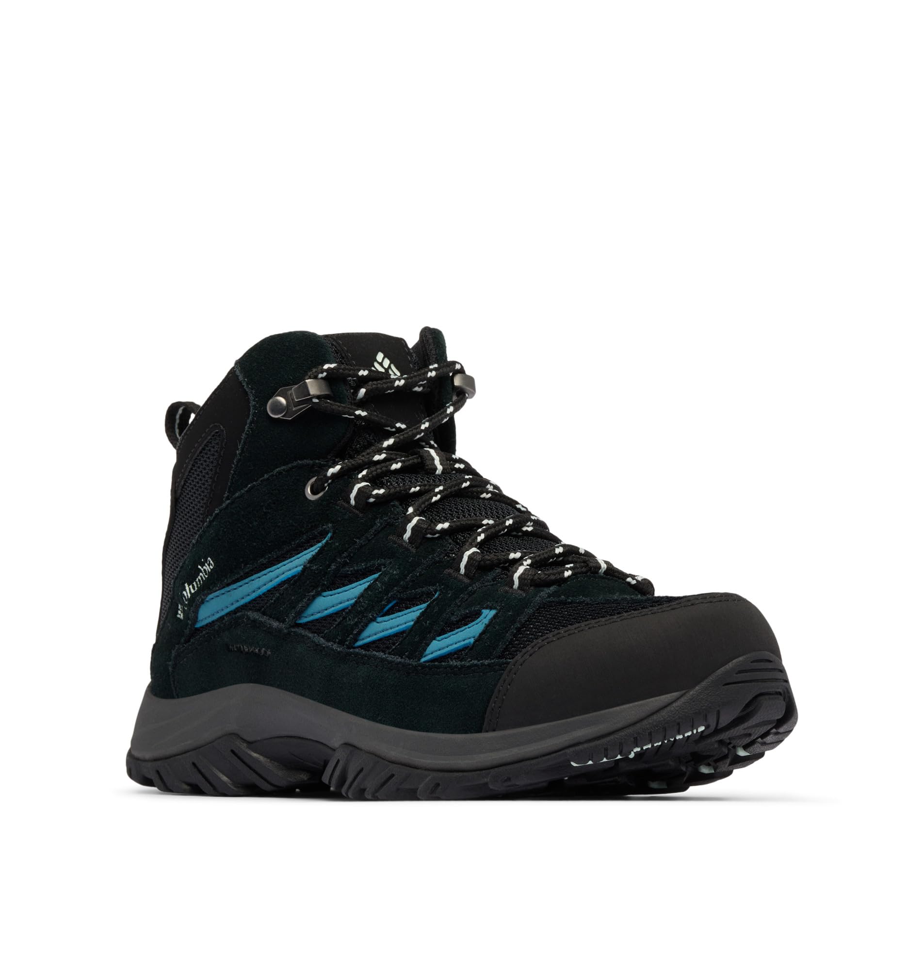 Columbia Womens Crestwood Mid Waterproof, Black/Skylight, 6 Wide Image