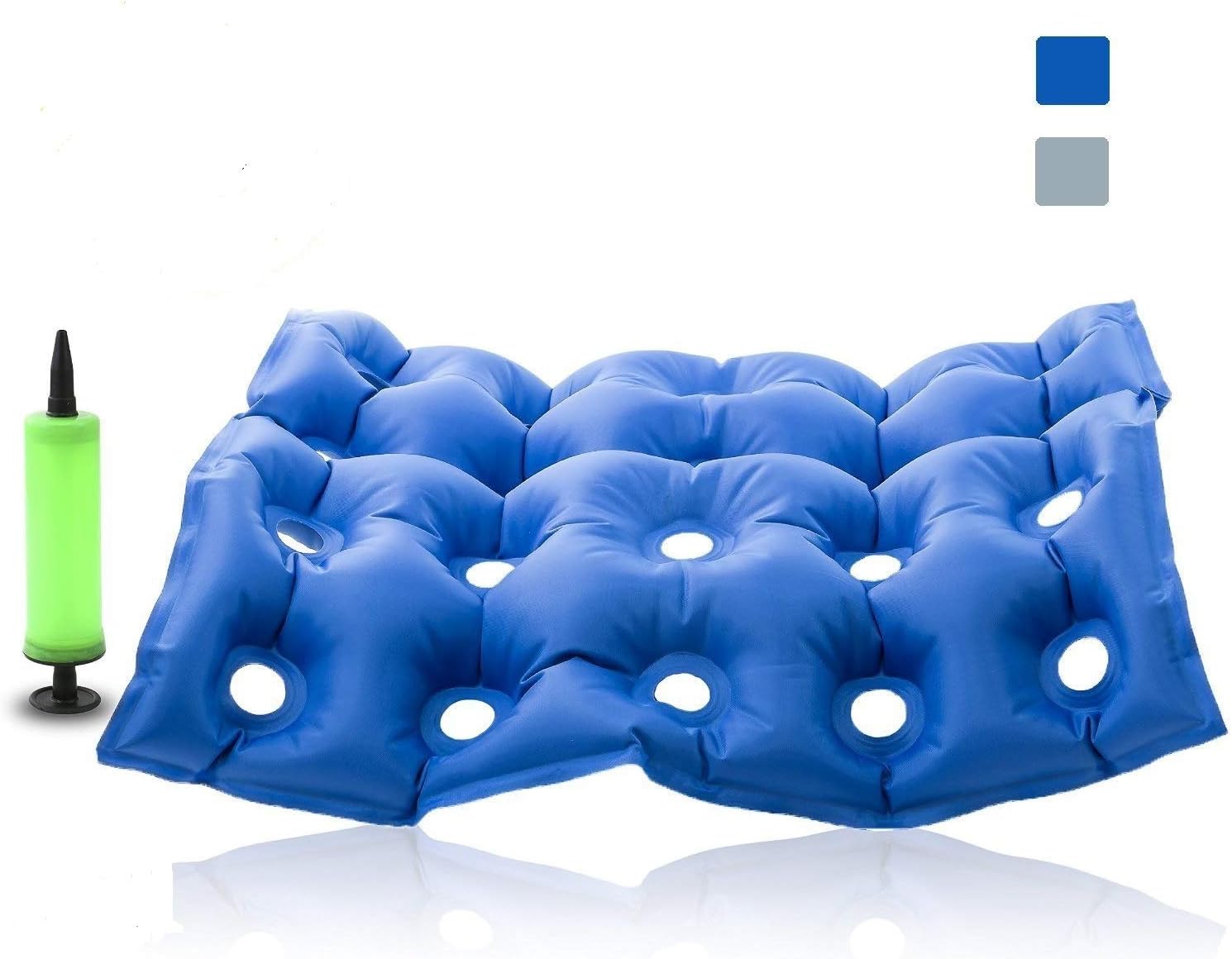 Premium Air Inflatable Seat Cushion - Comfortable Chair Cushion for Wheel Chair - Ideal for Prolonged Sitting - Ideal Seat Cushion for Daily Use (Blue): Home & Kitchen