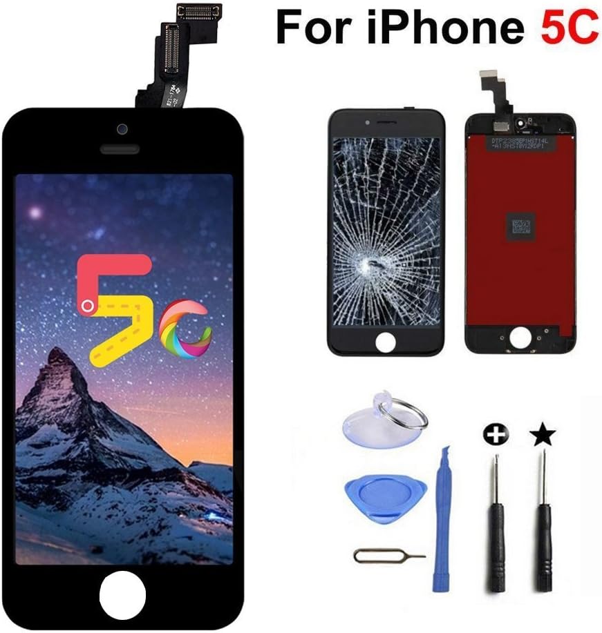 LCD Touch Replacement Screen with Digitizer Assembly Display for iPhone 5C Black with Tools