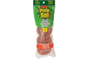 Pine-Sol Heavy-Duty Copper Scrubbers | Premium Scrub Sponges for Cast Iron, Stainless Steel, Oven Racks, Grills, 4 Pack