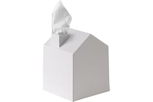 Umbra Casa Tissue Box Cover - Adorable House Shaped Square Tissue Box Holder for Bathroom, Bedroom or Office, White