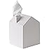 Umbra Casa Tissue Box Cover - Adorable House Shaped Square Tissue Box Holder for Bathroom, Bedroom or Office, White