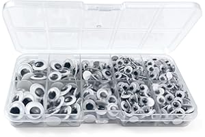 FKEYTO 450Pcs Black Wiggle Googly Eyes with Self-Adhesive, 6mm 8mm 10mm 12mm Mixed Packaging,3 Years and up
