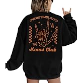 LUKYCILD Overstimulated Moms Club Sweatshirt for Women Mama Shirt Oversized Mom Life Pullover Casual Long Sleeve Tops
