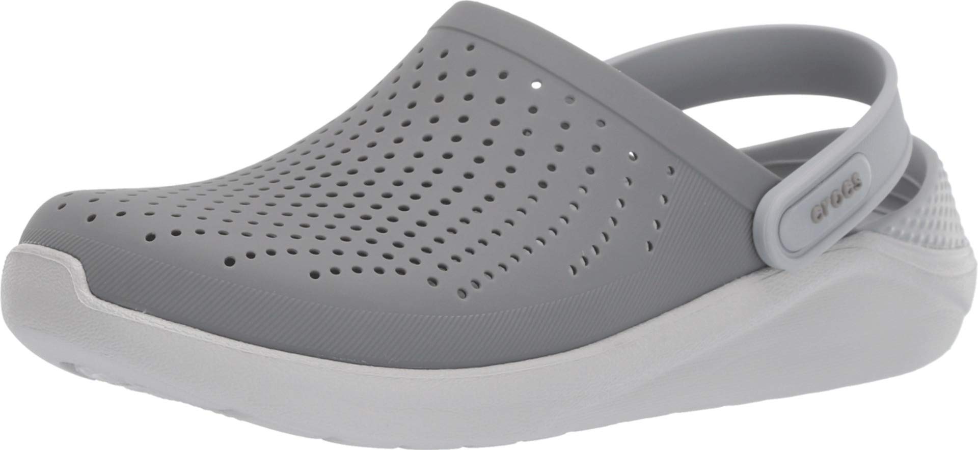 Crocs Men's and Women's LiteRide Clog, Smoke/Pearl White, Women