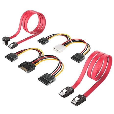 Inateck 2X SATA 3 Kabel 0,48m & 4pin ATX zu 2X 15pin SATA Stromadapter + 15pin SATA zu 2X 15pin SATA Stromkabel - je 0,16m, S