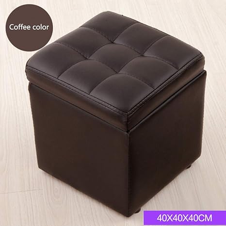 WEWE Cuero del Faux Otomano Almacenamiento Taburete Pie Puff Banco