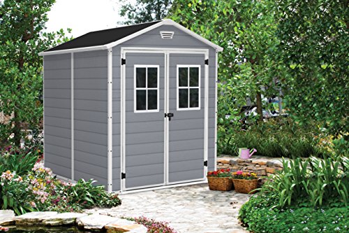 Keter/CHALET ET JARDIN 12-929579 Premium 86 Abri Double Porte avec Fenêtres Résine Gris 186 x 237 x 227 cm