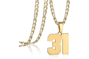 AIAINAGI Number Necklace for Men Stainless Steel Athletes Number Charm Pendant Personalized Sports Jewelry for Boy Basketball Baseball Football