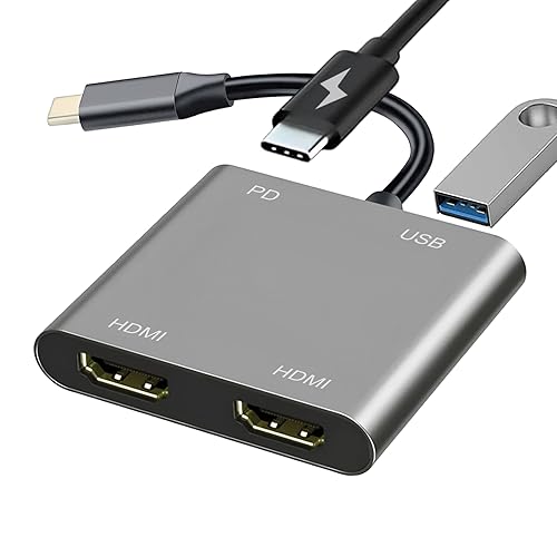 USB C to Dual HDMI Adapter for Monitor, USBC Laptop Docking Station Dual  Monitor Dongle MacBook, USB-C Hub Powered Mac, USB to USB C Adapter  Cable
