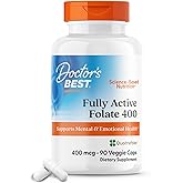 Doctor's Best Fully Active Folate with Quatrefolic400 mcg, Healthy Mood, Memory, Circulation, Well-Being, 90 VC