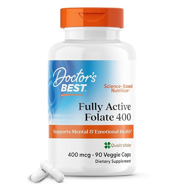 DOCTOR’S BEST FULLY ACTIVE FOLATE WITH QUATREFOLIC400 MCG, HEALTHY MOOD, MEMORY, CIRCULATION, WELL-BEING, 90 VC