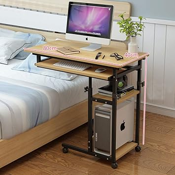 Amazon Com C Shaped Computer Side Table Adjustable Height Wooden Accent Furniture With Steel Frame Keyboard Tray Reading Desk For Bedside G 80x40cm 31x16inch Kitchen Dining