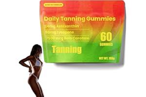 TACOHO Tanning Gummies, Daily Tanning Gummies with Astaxanthin, Lycopene & Beta Carotene for Skin Health & Glow, Vegan, Non-GMO, 60 Gummies (1PCS)