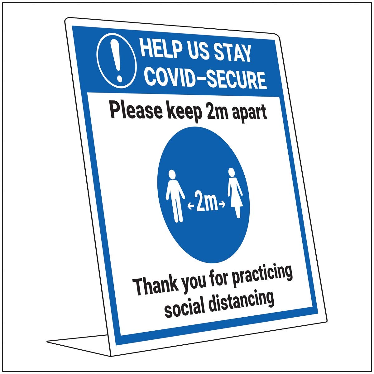 Vsafety Covid Secure Desk Sign - Keep 2m Apart - 200mm x 300mm - 2mm Rigid Plastic