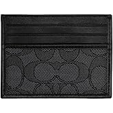 Coach Womens Refined Card Case in Signature Jacquard, Charcoal/Black