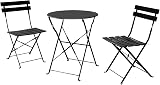 Grand patio 3 Piece Bistro Set Folding Chairs Table Black Weather-Resistant view 8