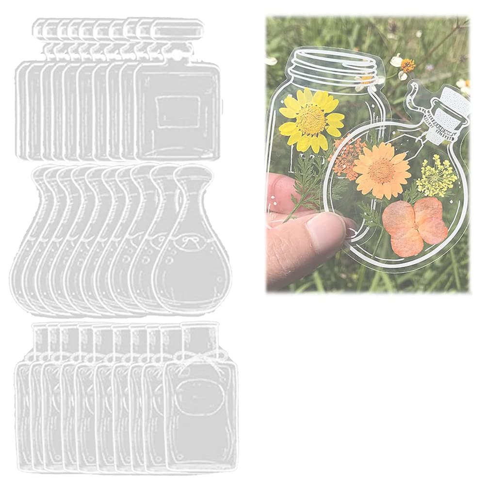 Transparent Dried Flower Bookmark Maker, Handmade Beautiful Flower Bookmarks Craft DIY Pressed Flower Bookmark Glassware Stickers,30Pcs