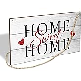 Home Sweet Home Wooden Hanging Sign Plaque, Wall Decor Sign With Inspirational Quotes, Rustic Wood Sign Wall Art for Home Living Dining Room Farmhouse - A09
