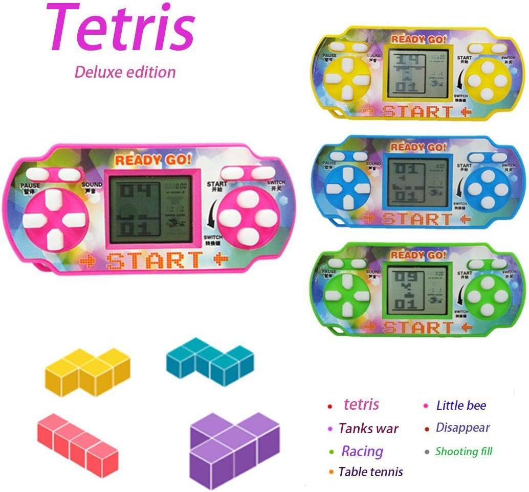 Kloius 1PC Mini Handheld Game Machine For Tetris Racing Car Puzzle Game Kids Toy (Random Color)