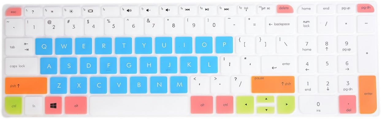 Leze - Silicone Keyboard Cover for HP Pavilion 15-j 15-b 15-p 15-u 15-b 15-f 15-g Envy m6-k m6-n Envy 17-j 17-e 17t-j Envy TouchSmart 15 Laptop - White Blue