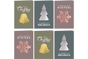 EASYKART LABELS Easykart Christmas Cards Set - 15 Foiling Holiday Cards with Envelopes – 3 Assorted Designs Boxed for Easy Storage - Bulk Greeting Cards - 4.5 x 6.75 Inch