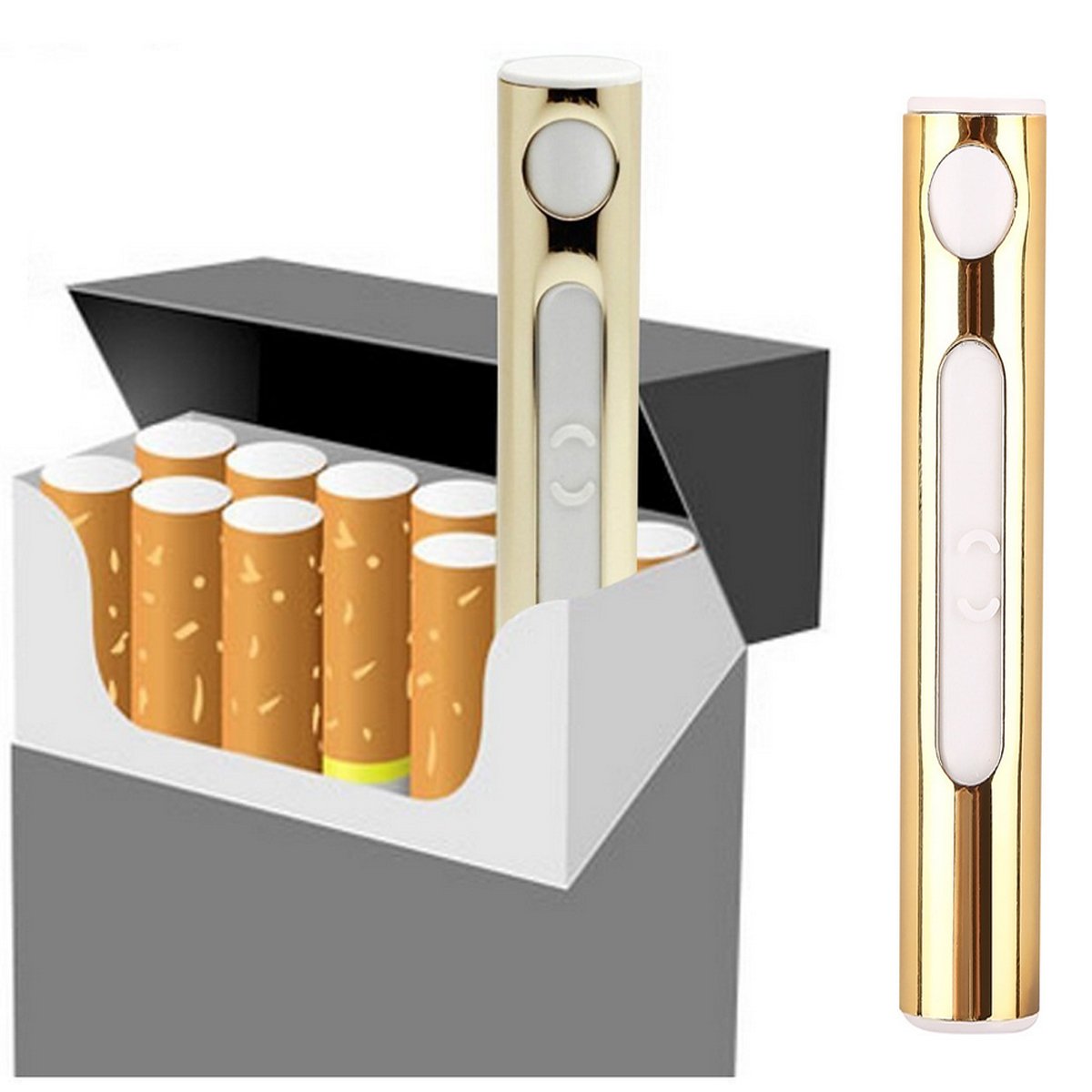 [1 Pack] Gold USB Charger Electric Lighter Nacodex Rechargeable USB