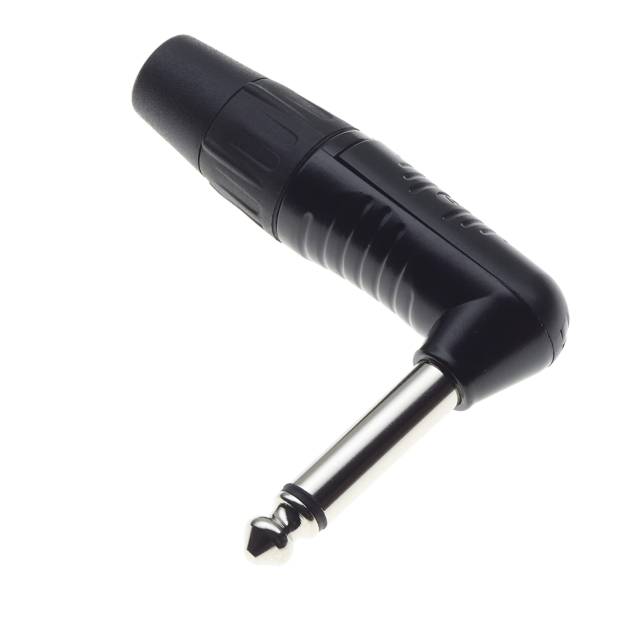 Keple 6.35mm 1/4" Inch Mono Angled Jack Plug, 2-Pole, Plastic Grip Repair Jack TS Male Solder Type DIY Audio Cable Connector With With Tin Plated Contacts