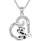YYmqmq Cat/Panda/Elephant Necklace for Women 925 Sterling Silver Animal Pendant Jewelry Gifts for Women Girls
