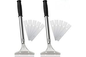 Mudder 4 Inch Razor Blade Scraper Tool Wallpaper Floor Tile Paint Removal Smoothing Scraper Tool with Replacement Blade for Removing Wallpaper Sticker Glue Floor Adhesive(Black,3 Pcs)