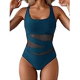 B2prity Women's Mesh One Piece Swimsuit Tummy Control Sexy Bathing Suit Push Up Swim Suit Slimming Swimwear