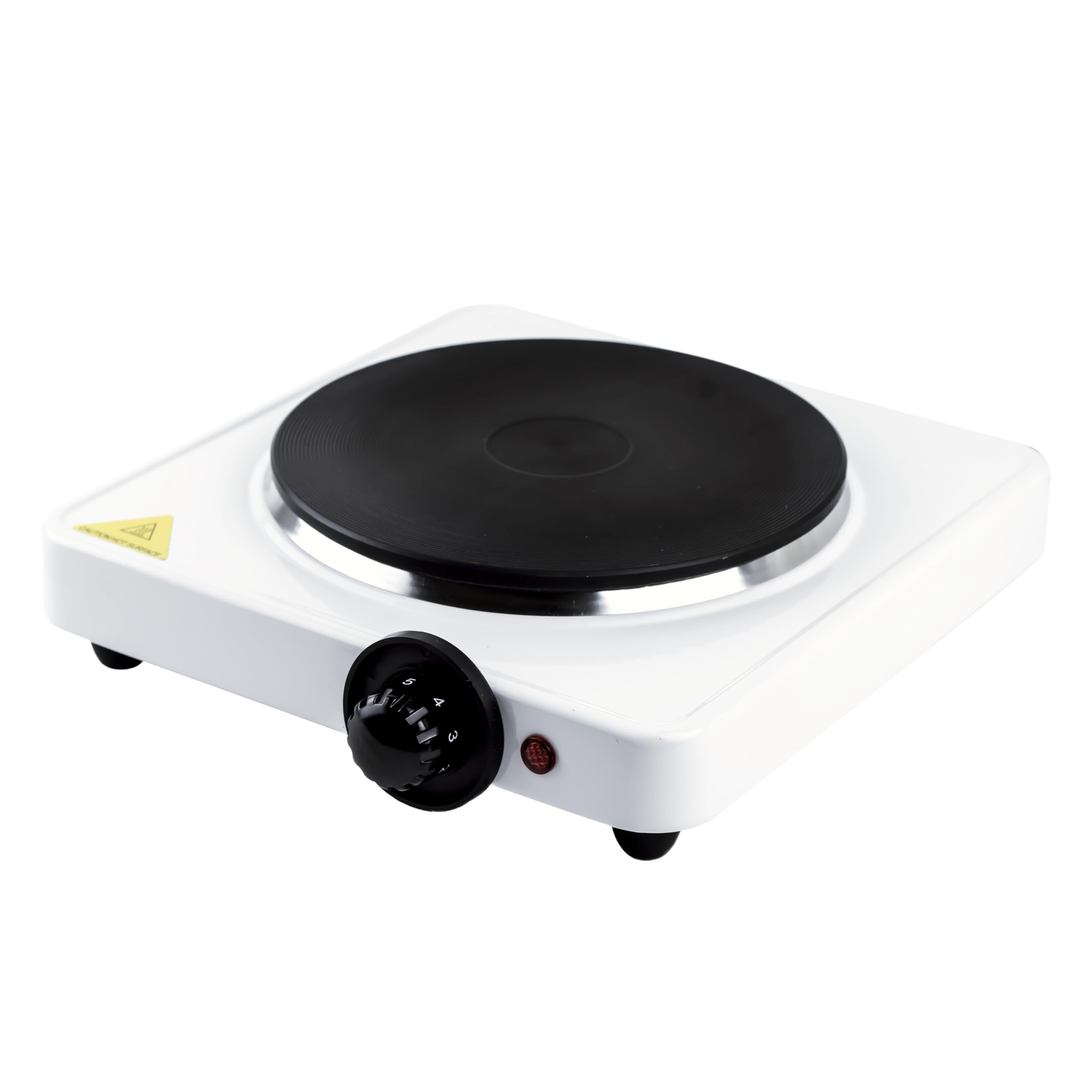 STATUS Kansas Single Hot Plate, 1500W White Electric Cooker with Stainless Steel Ring, 5 Heat Settings, Power Indicator Light, Overheat Protection, 1m Cord, (KANSAS1PKB4)