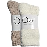 Opa! Ultra Soft Fuzzy Socks for Women & Men- Warm & Cozy Cloud Socks for Sleeping, Gifts, Travel, Lounge Wear - 2 pairs
