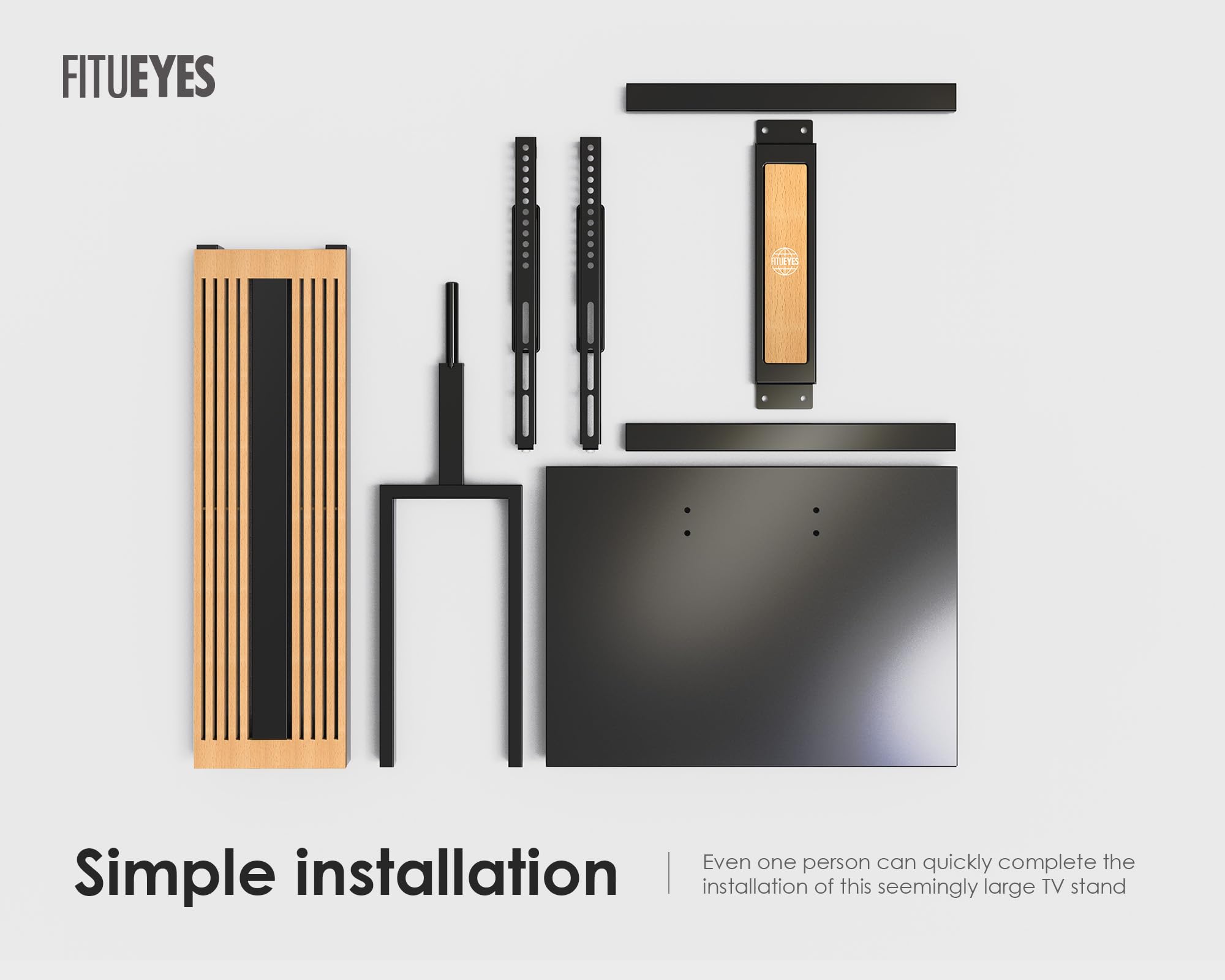 FITUEYES Design TV Ständer aus Buchenholz TV Stand für 32-65 Zoll Fernseher TV Standfuss drehbar höhenverstellbar Zen Serie 8