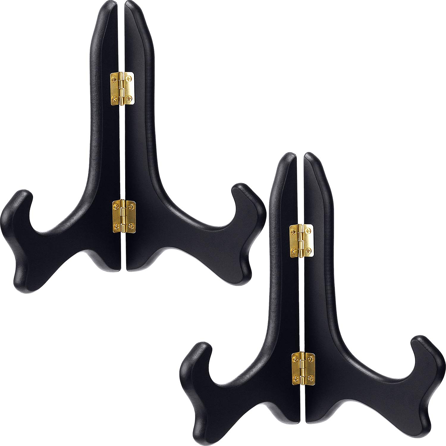 Tatuo 2 Packs Black Wooden Display Stand Plate Holder Easels (8 Inch)