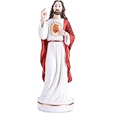 XINGYAN 10.24 Inch Resin Sacred Heart of Jesus Statue-A Symbol of Purity Style Jesus Christ Figurine, Catholic Religious Gifts for Home, Church Decor, Inspirational Christian Decorations (Model A)